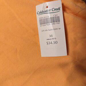 Top NWT tangerine color size M with lace accents